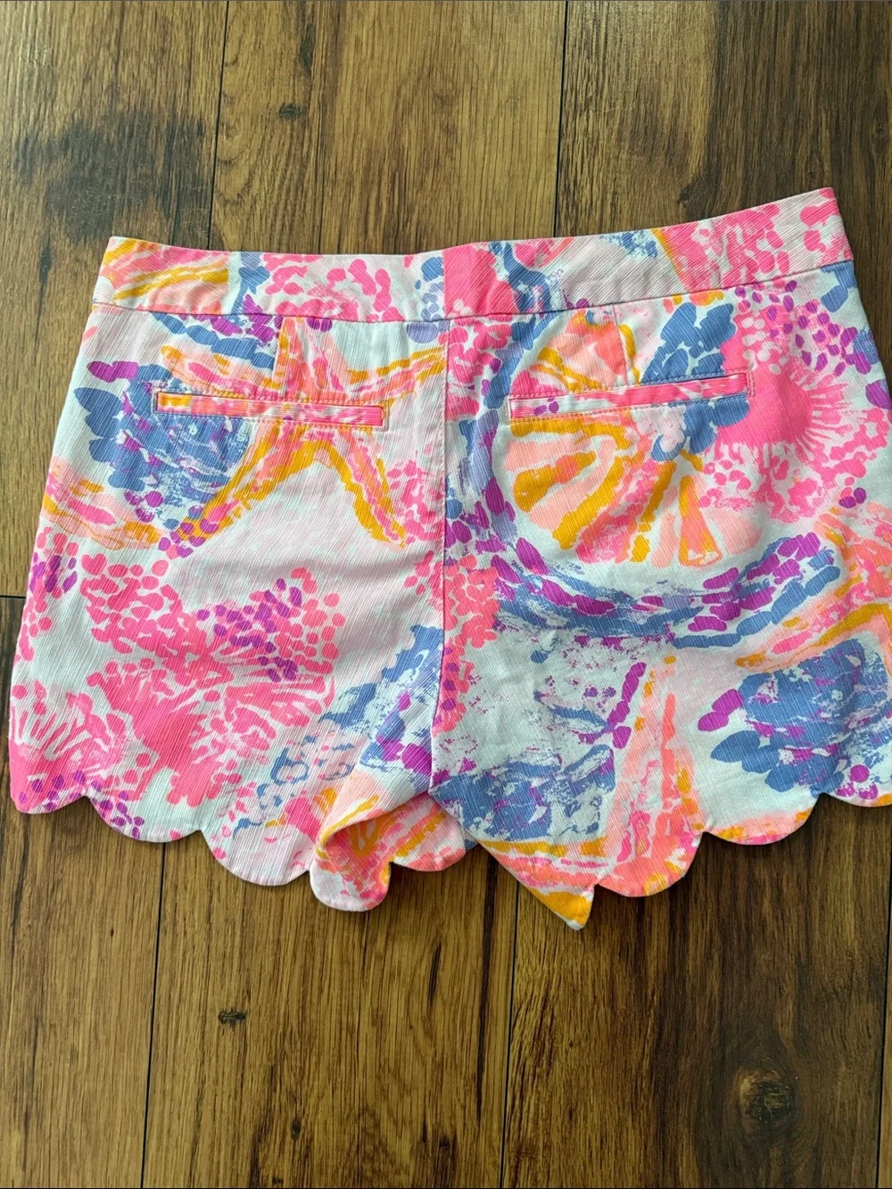 Lilly Pulitzer Scallop Hem Floral Print Shorts - Pink, Yellow, Purple